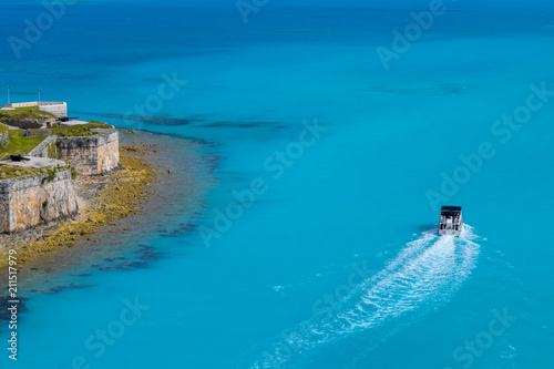 Boat Passing Walls of King's Wharf, Bermuda