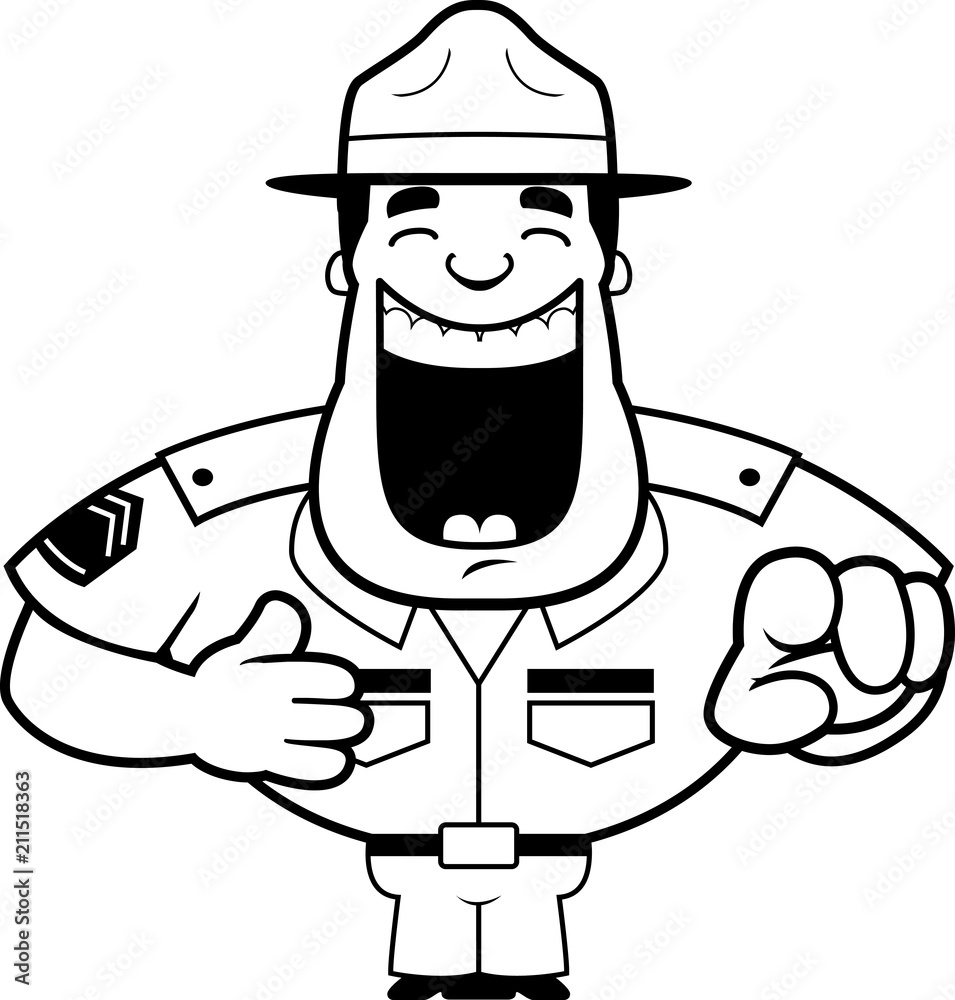 Cartoon Drill Sergeant Laughing Stock Vector | Adobe Stock