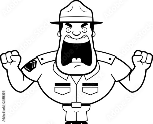 Cartoon Drill Sergeant Angry