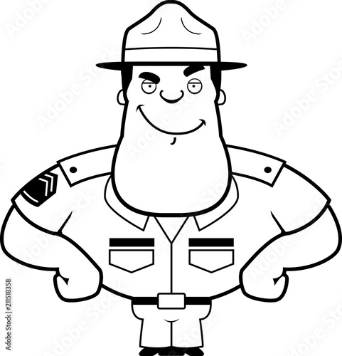 Cartoon Drill Sergeant Confident