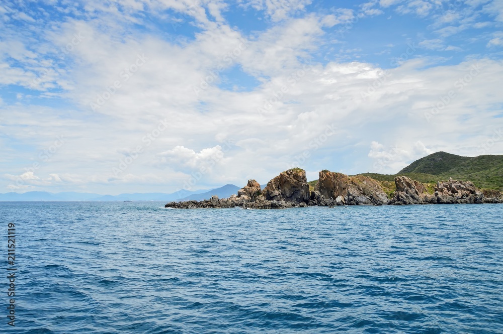 rocky rock ridge in the South China Sea, the coastline of the island of Hong-Mun rocky rock ridge in the South China Sea, the coastline of the island of Hong-Mun