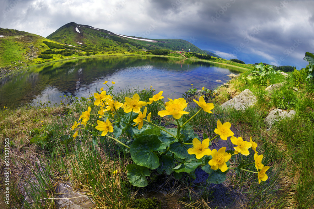 Mountain lake before the storm