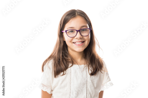 Lovely young girl with glasses isolated