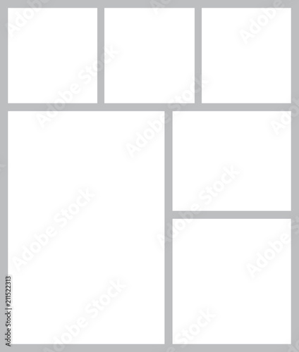 Templates collage frames for photo or illustration. Montage photo frame template. Vector Mood Board Branding Presentation. MoodBoard, Logo Template, Collage Frames with Universal Colour Palette.