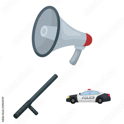 Police, Department cartoon icons in set collection for design.Detective and accessories vector symbol stock web illustration.