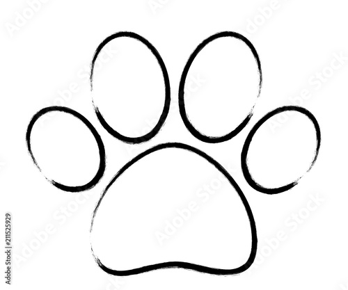 paw print brush stroke silhouette eps 10 vector illustration