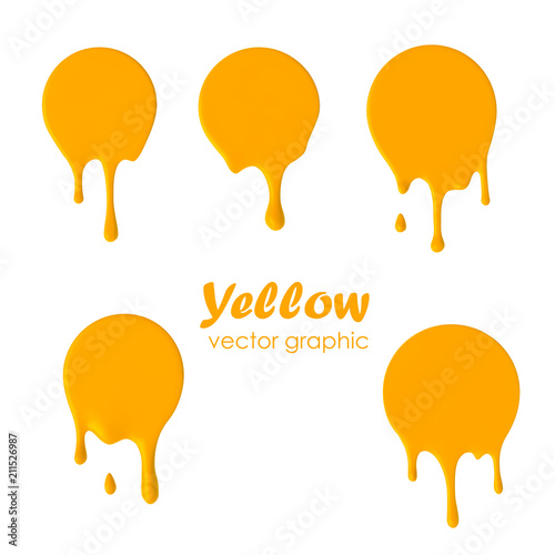 Dripping paint round icons. Current circle. Current yellow yolk logo.