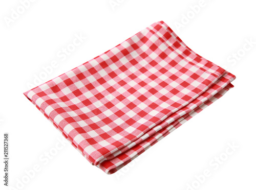Red checkered cloth isolated.