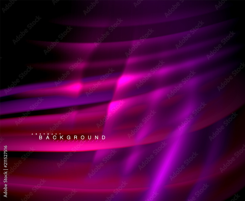 Neon glowing wave, magic energy and light motion background. Vector wallpaper template Neon glowing wave, magic energy and light motion background. Vector wallpaper template