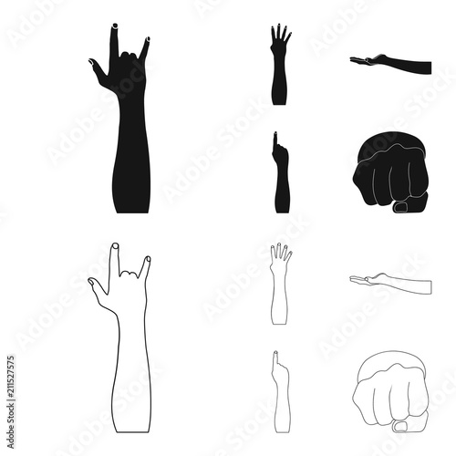 Sign Language black,outline icons in set collection for design.Emotional part of communication vector symbol stock web illustration.