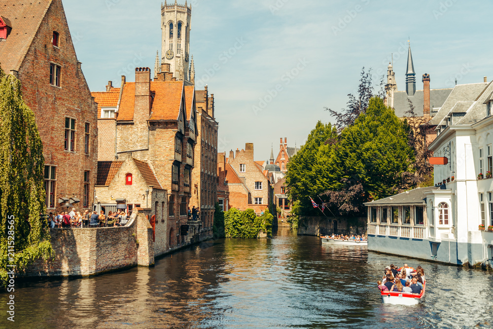 streets and views of the city of Bruges in Belgium