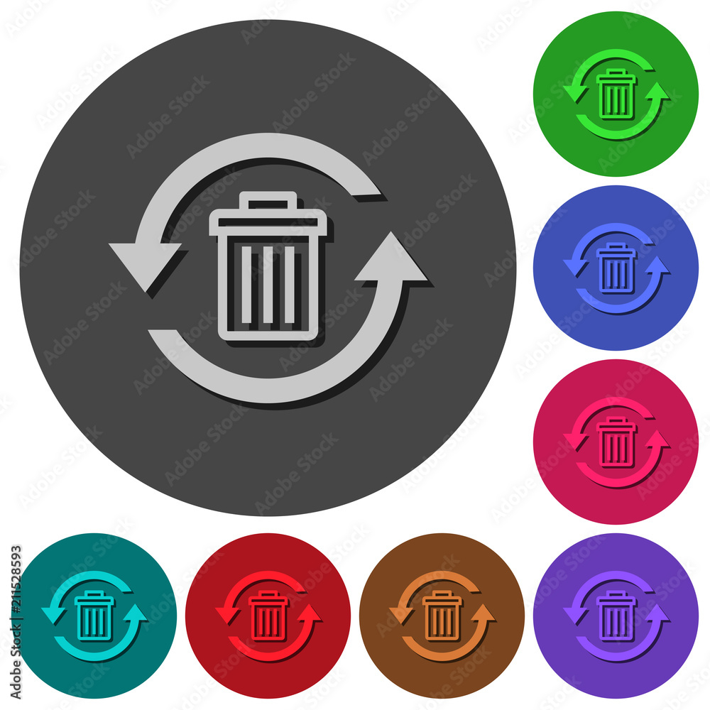 Undelete icons with shadows on round backgrounds Undelete icons with shadows on round backgrounds