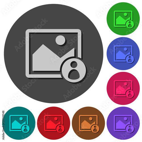 Image owner icons with shadows on round backgrounds