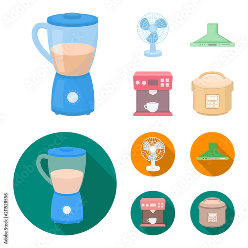 Blender, extractor and other equipment.Household set collection icons in cartoon,flat style vector symbol stock illustration web.