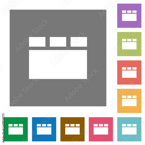 Horizontal tabbed layout square flat icons