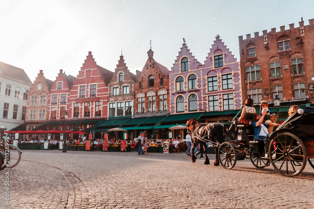 Naklejka premium sunset over the old city of Bruges