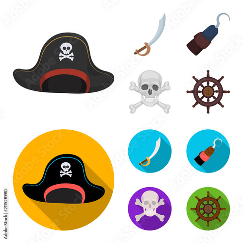 Pirate, bandit, cap, hook .Pirates set collection icons in cartoon,flat style vector symbol stock illustration web.