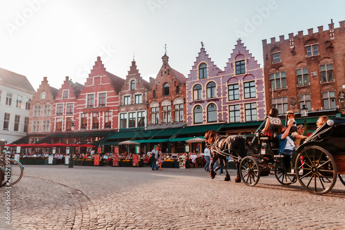 sunset over the old city of Bruges