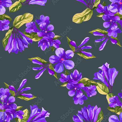 watercolor weigela flower seamless texture pattern background