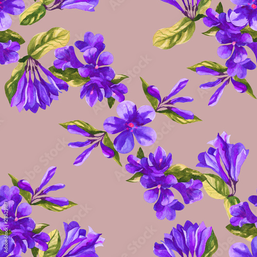 watercolor weigela flower seamless texture pattern background