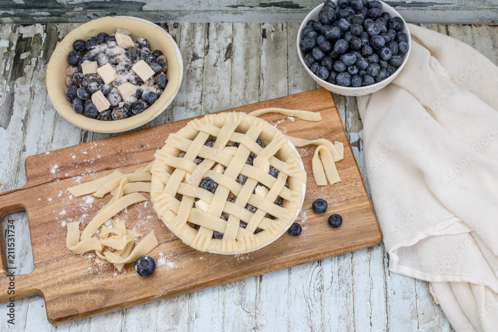 Homemade small individual blueberry pies with fresh summer blueberries Homemade small individual blueberry pies with fresh summer blueberries