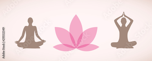 meditation zwei personen und rosa lotusblume