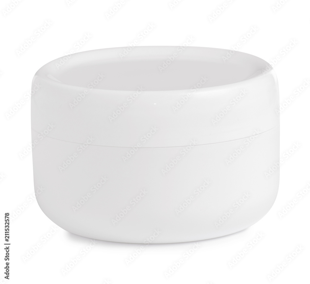 White jar of cream for a body on a white background isolation White jar of cream for a body on a white background isolation