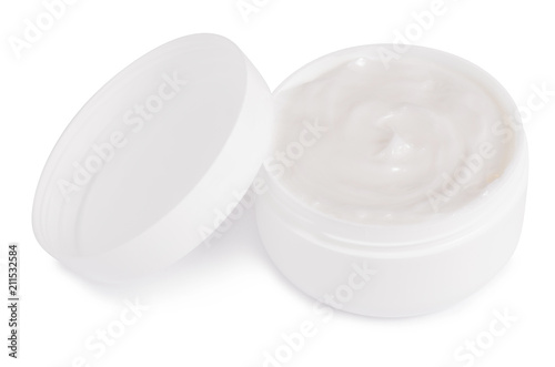 White jar of cream for a body on a white background isolation
