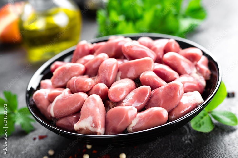 Raw chicken hearts. Fresh chicken hearts Raw chicken hearts. Fresh chicken hearts