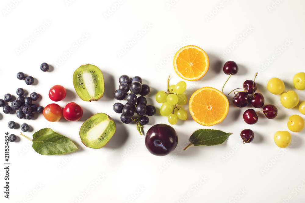 Mixed fruits on white background Mixed fruits on white background