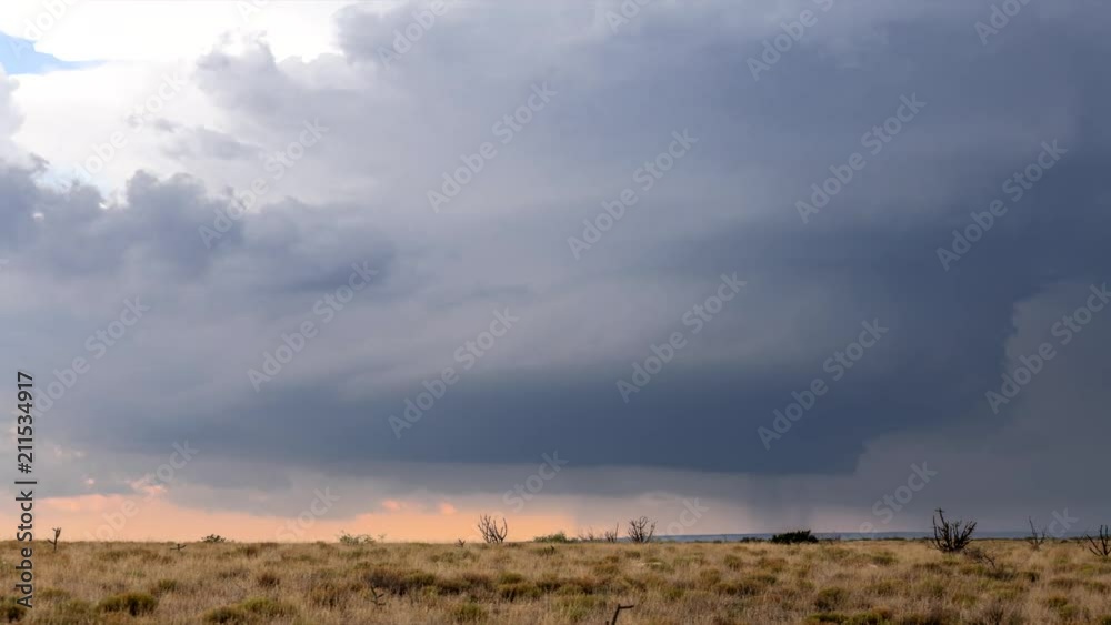 Large, powerful tornadic supercell storm moving over the Great Plains ...