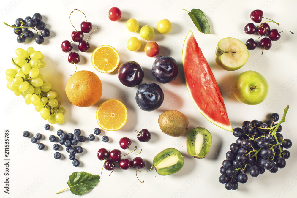Mixed fruits on white background Mixed fruits on white background