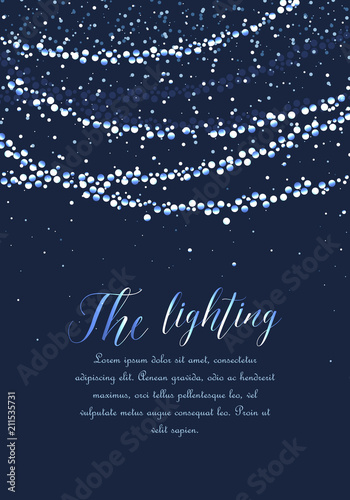 Vector illustration of light cords on a dark background. String Lights. Cheerful party and celebration