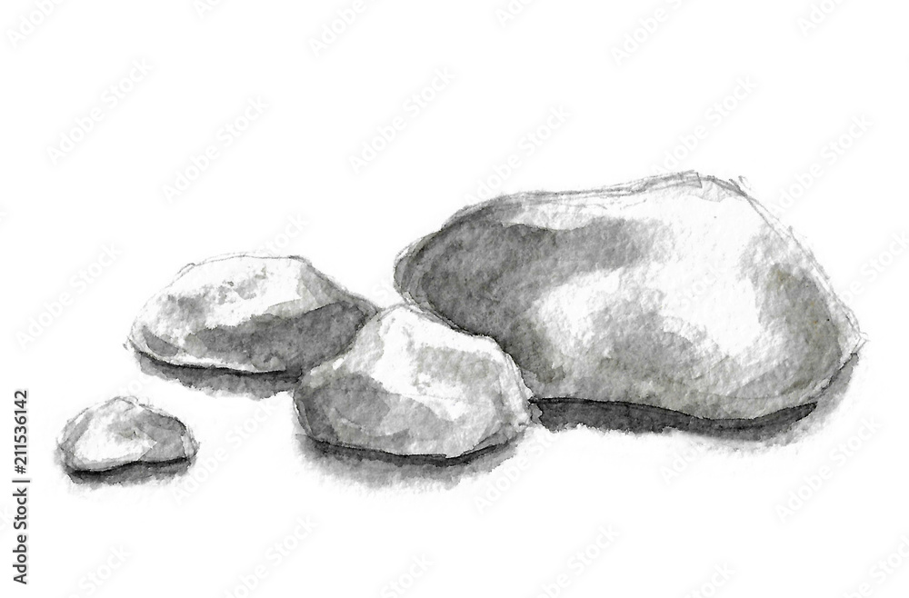 Stones sketch practice  Stone Realistic drawings Forest illustration