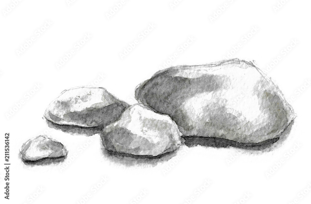 stone, watercolor, stones, sketch, rock, mineral, 3d, abstract