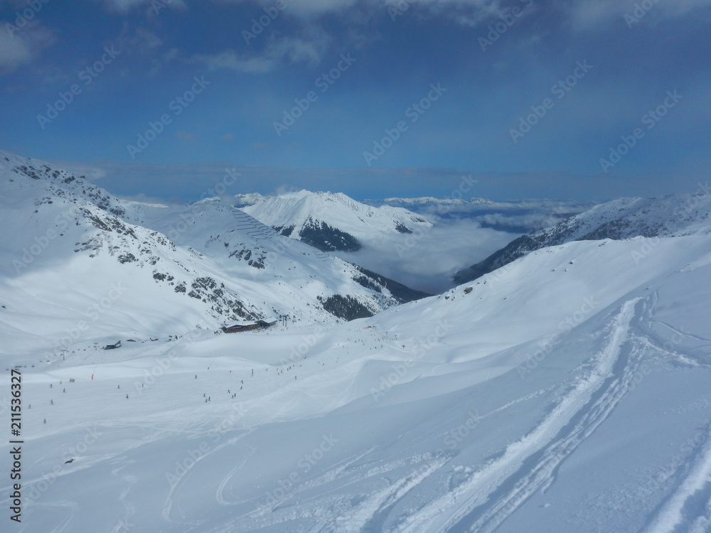 beautiful skitouring in winter alps
