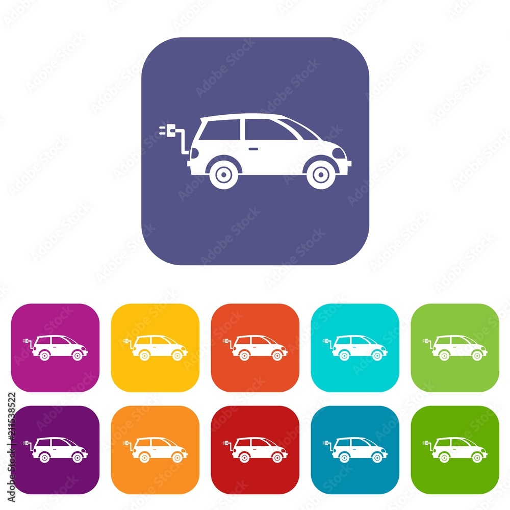 Electric car in simple style isolated on white background vector illustration Electric car in simple style isolated on white background vector illustration