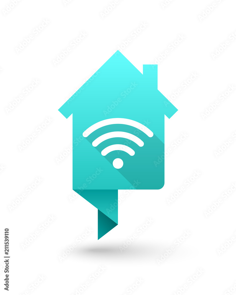 House and wi-fi signal concept as folded map pin design House and wi-fi signal concept as folded map pin design