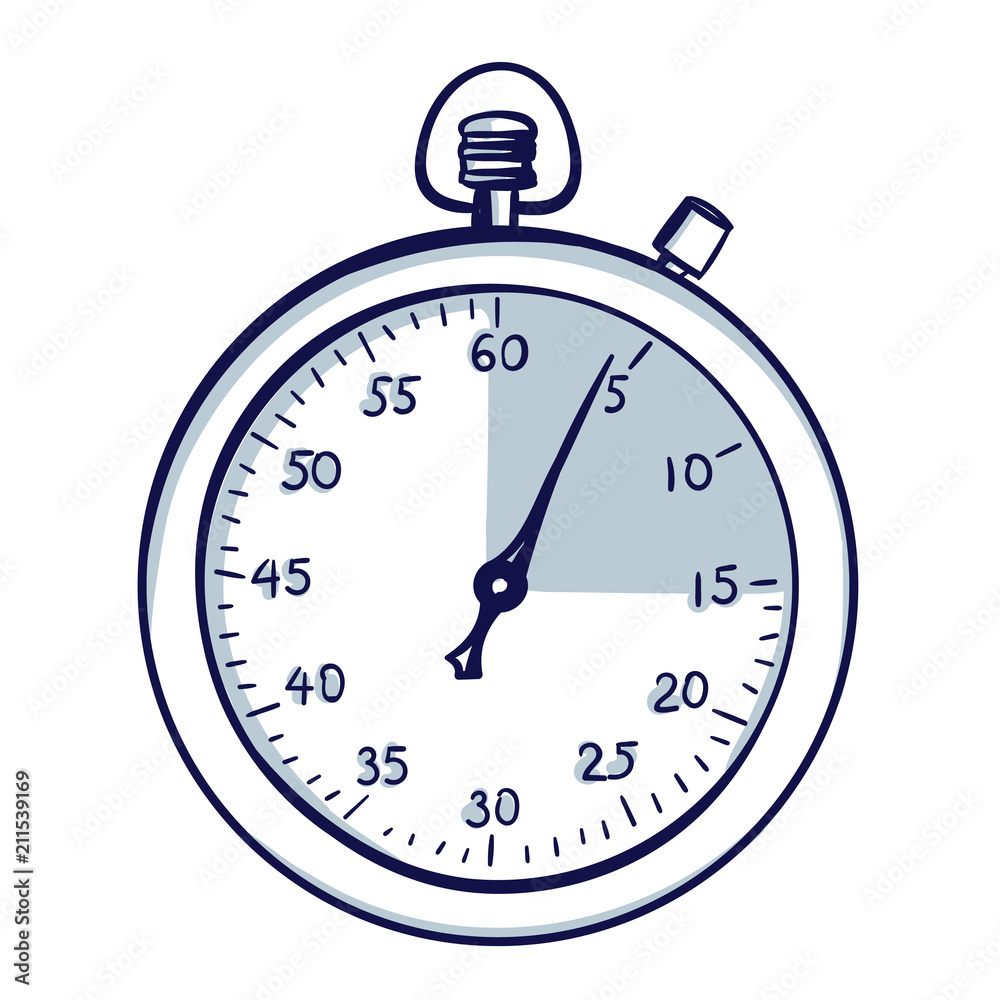 Stopwatch / stop watch timer. Hand drawn doodle cartoon vector  illustration. Stock Vector | Adobe Stock