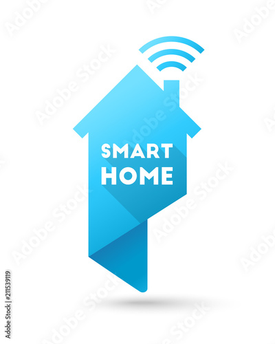 Smart home concept. House with wi-fi signal and wireless techonology as map pin design.