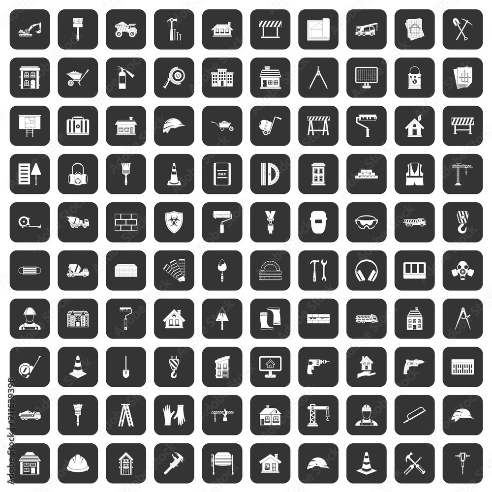 100 construction icons set in black color isolated vector illustration 100 construction icons set in black color isolated vector illustration
