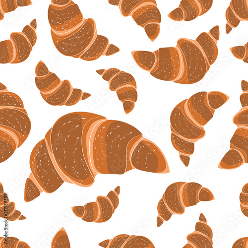 Vector Seamless of Croissants on White Background