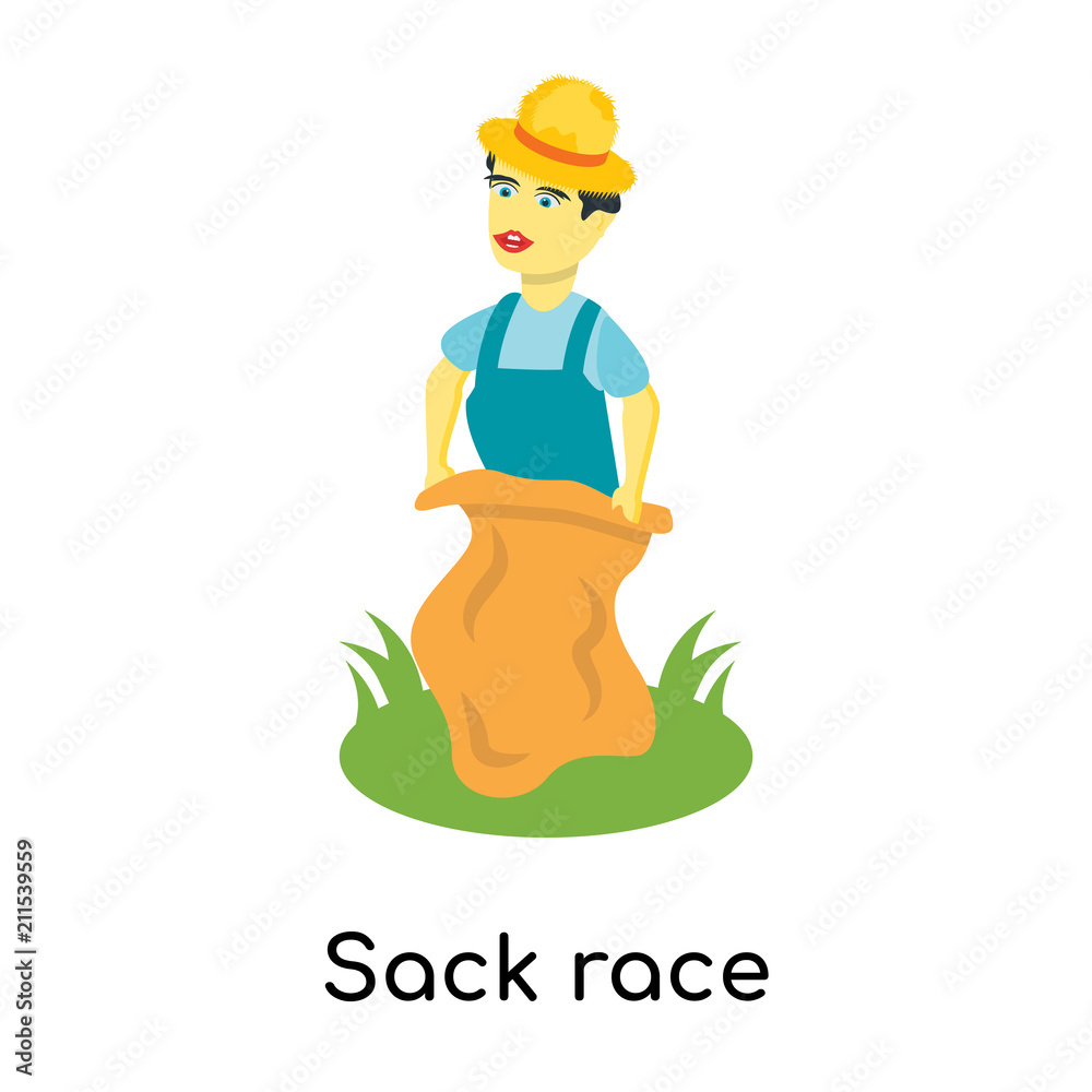 Sack race icon vector sign and symbol isolated on white background
