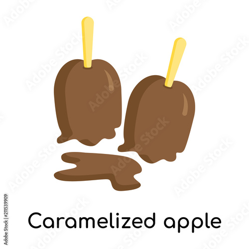 Caramelized apple icon vector sign and symbol isolated on white background, Caramelized apple logo concept