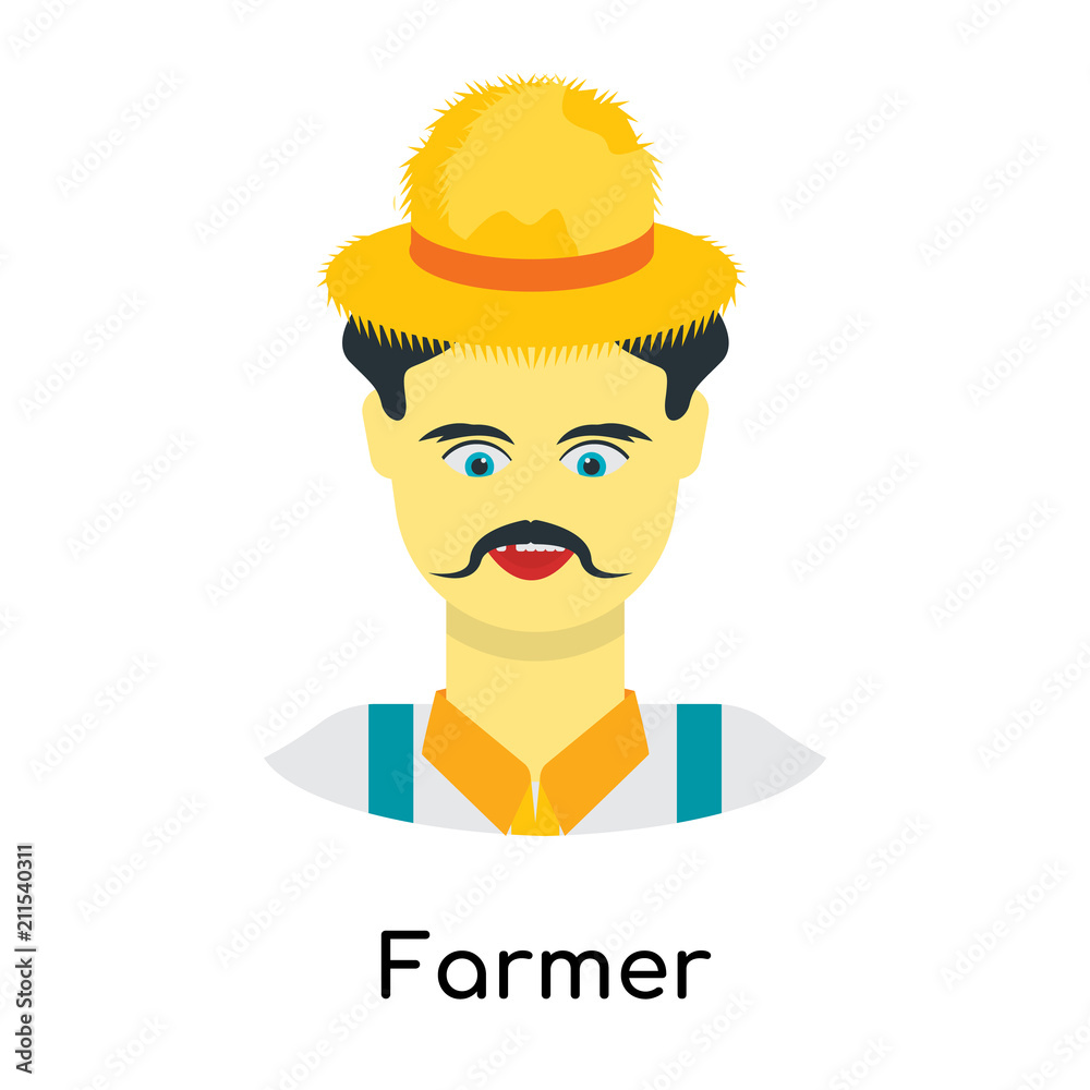 Fermier Zeichen Farmer icon vector sign and symbol isolated on white background, Farmer ...