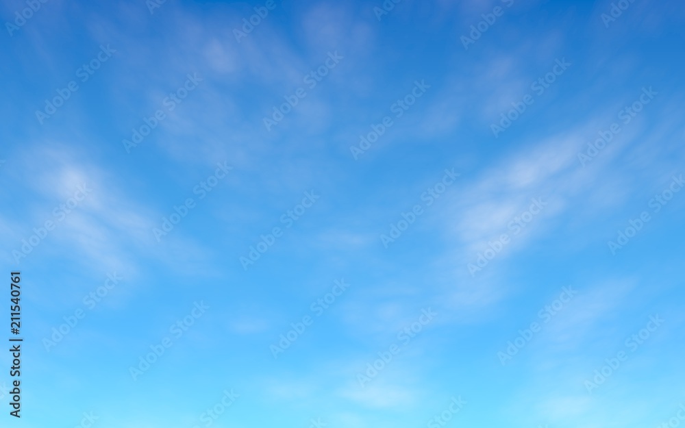 Cumulus white clouds in the clear blue sky in the morning. Blue sky background with white clouds. 3D illustration Cumulus white clouds in the clear blue sky in the morning. Blue sky background with white clouds. 3D illustration