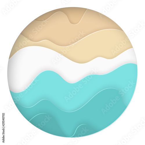 Paper abstract art sea and seacoast round background
