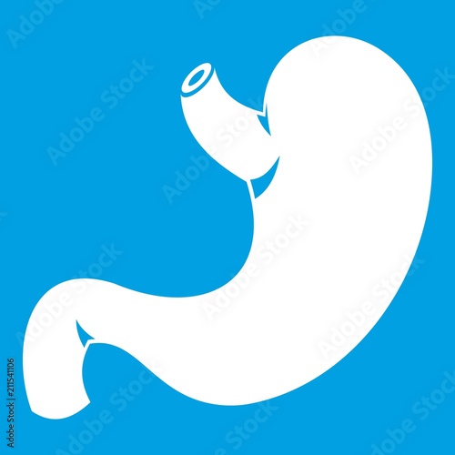 Stomach icon white isolated on blue background vector illustration