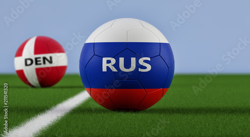 Denmark vs. Russia Soccer Match - 3D Rendering 