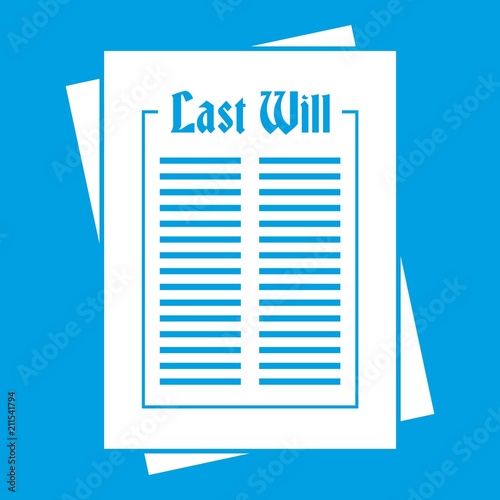 Will icon white isolated on blue background vector illustration